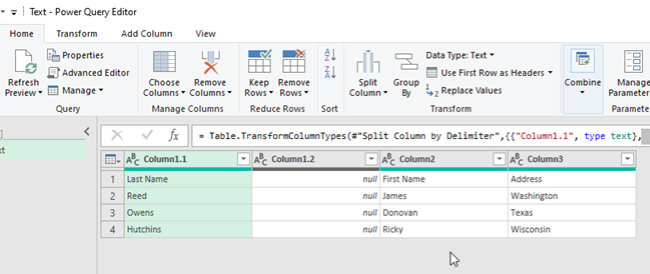 text editor - power query