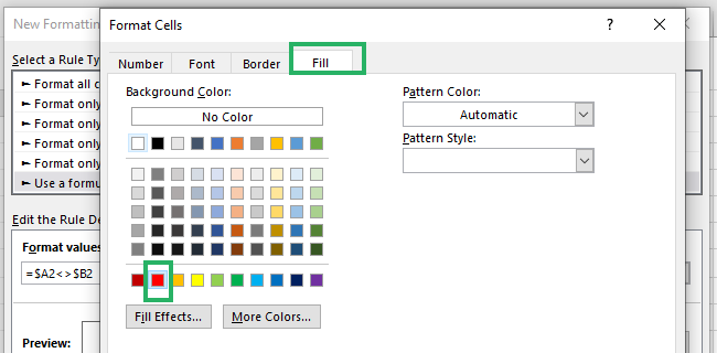 23 fill format Setting the formatting rules