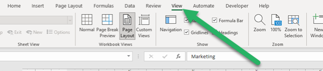 This tab enables you to switch between page layouts