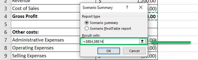 Referencing the results cells