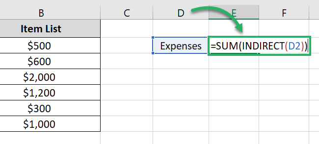 Wrapping the INDIRECT function in the SUM function