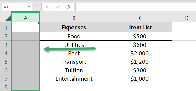 Adding a column behind Column A for data validation