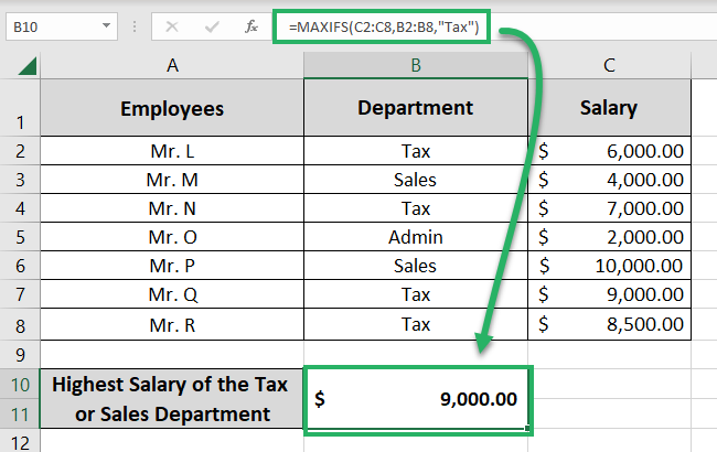 The MAXIFS highest tax