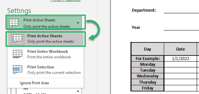 Command to print active sheets only