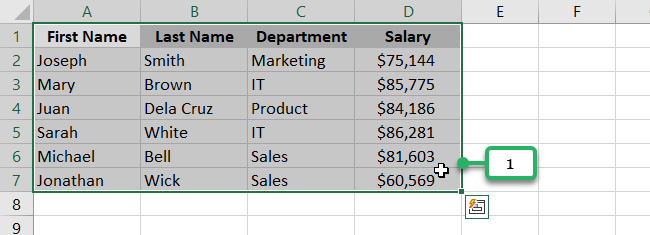 set print area in Excel
