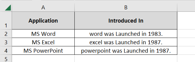Text data in Excel