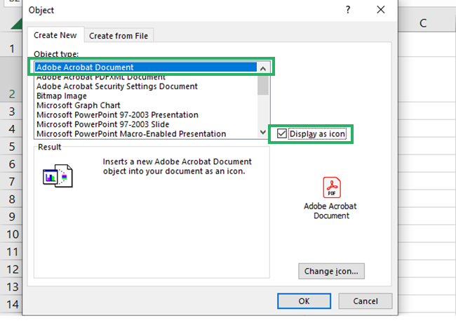 Selecting Acrobat file