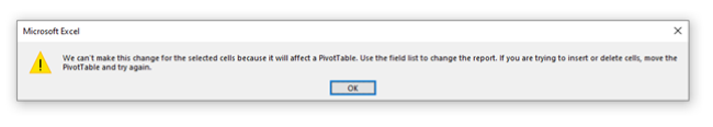 Error on deleting pivot table