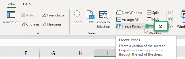 freeze panes button