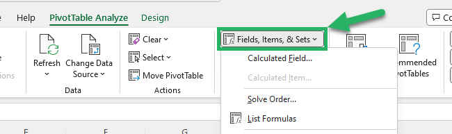 Expand the Fields, Items, & sets option - Pivot Table
