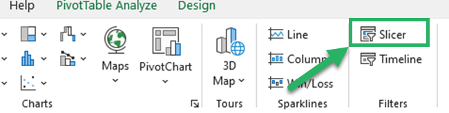 Click slicer in the Filter group