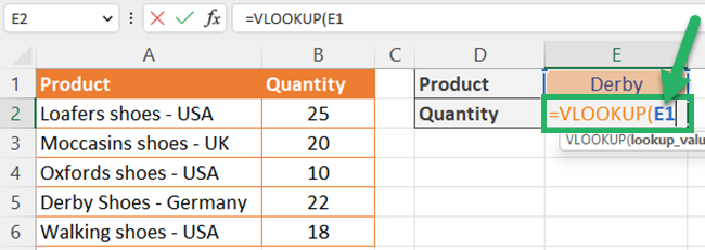 03 vlookup value Select the lookup value cell reference