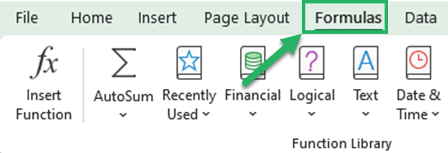 04 formulas tab Go to the Formulas tab.