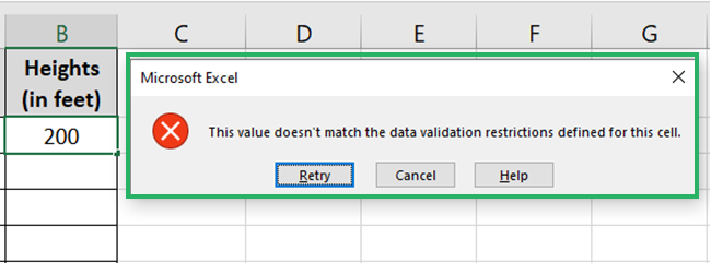 Data validation error
