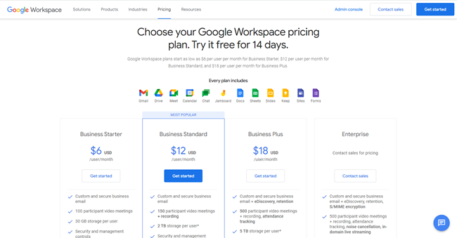 Google Sheets pricing