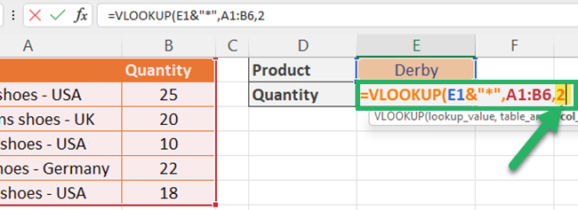 06 column index number Enter the column index number