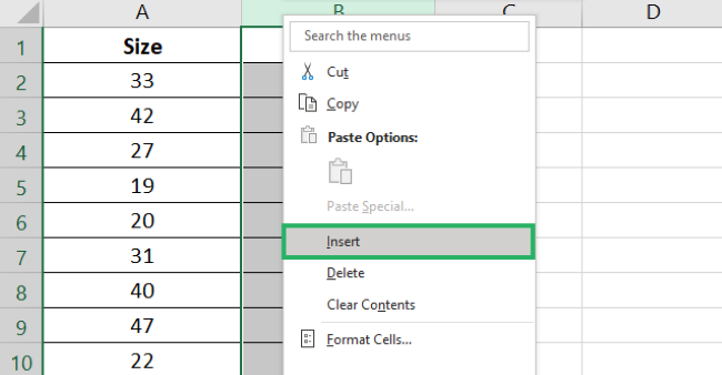 06 insert option Entering a blank column for backup file