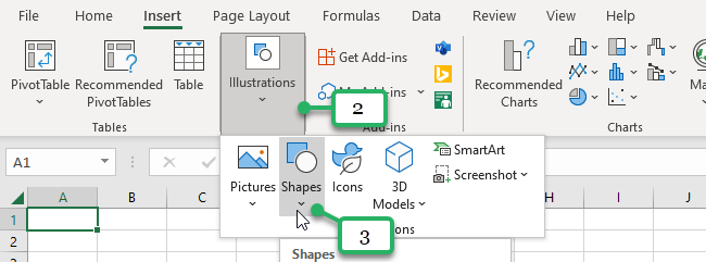 add a text box excel