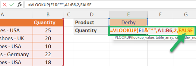 07 wildcard function Select False for the range lookup argument