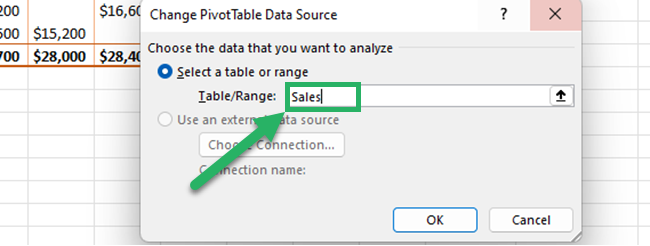 Change the data source reference table name