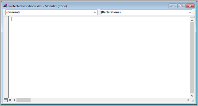 Module 1 window in excel spreadsheets