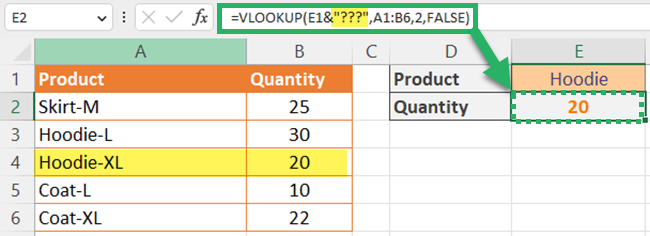 10 question mark VLOOKUP Function - wildcard characters - Question marks