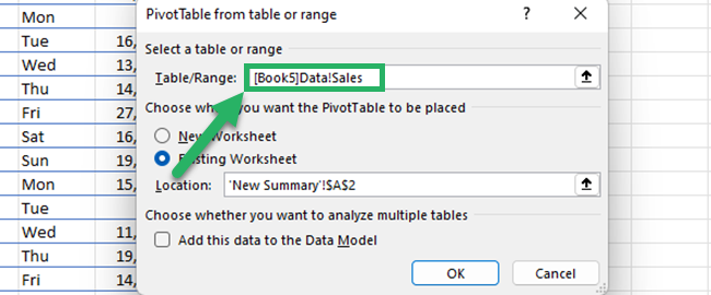 Pivot Table data source - temporary file.