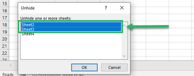 Selecting multiple sheets