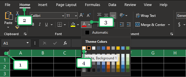 set font colour in the font section