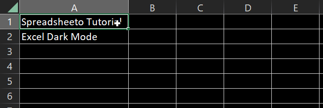 Microsoft Excel dark mode