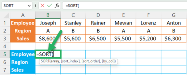 Excel SORT Function: Sort Excel Data Using a Formula
