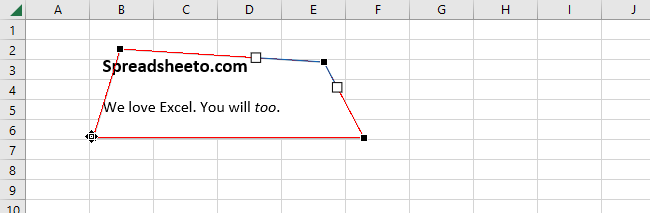 edit points of text box in excel