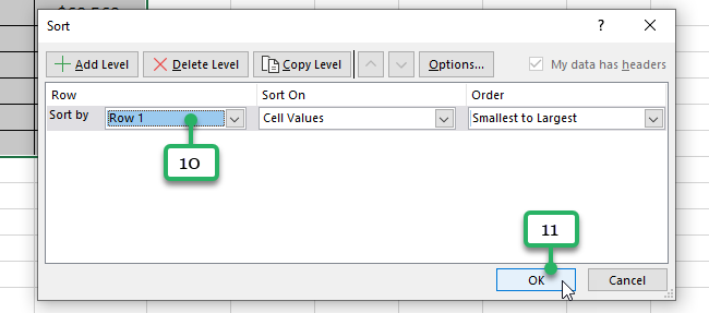 moving columns by sort