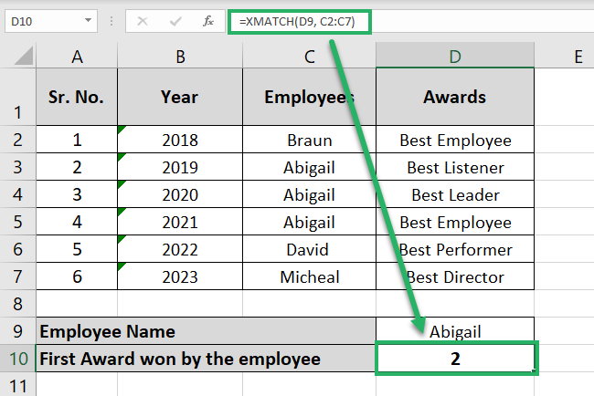 20 refer lookup array Range of employee names