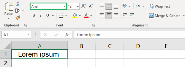 01 arial font Lorem ipsum in style font Arial - font color black