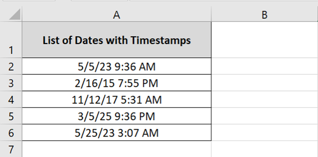 Dates with time stamps