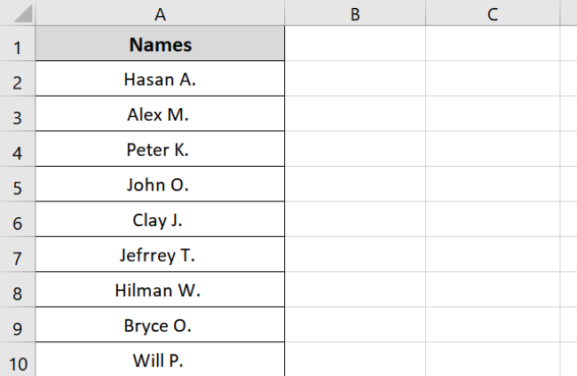 Sample data for Sort feature 