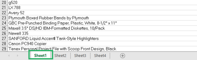 01 select sheet1 Selecting the sheet 1 in Microsoft Excel