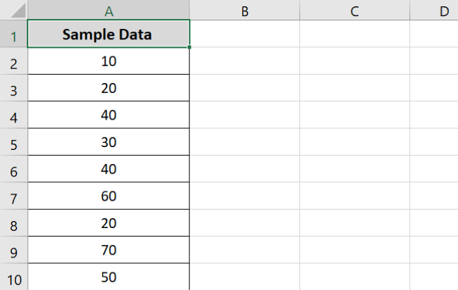 Sample data for unique values