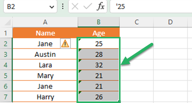 Select cells that contain numbers with leading apostrophes.