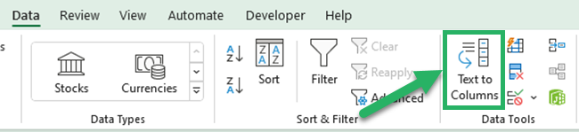 Click the Text to Columns icon
