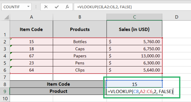 Write the VLOOKUP function