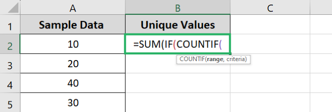 Add the COUNTIF function - frequency function 