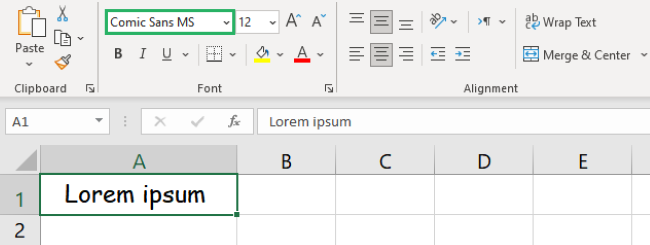 05 comic sans ms Comic Sans MS font in Excel