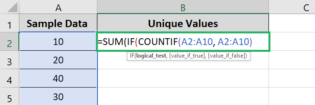 Entering the range of COUNTIF function