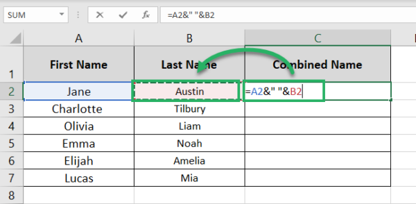 How to Combine First and Last Name in Excel