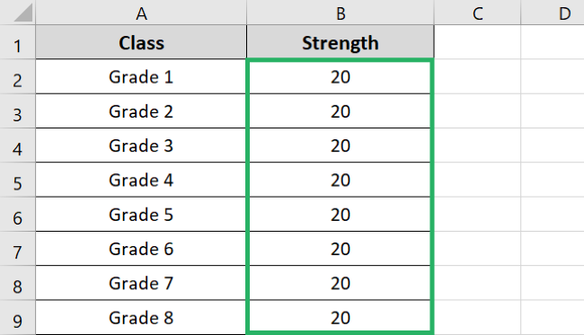 Values have been copied to cells in above examples with same data - flash fill 