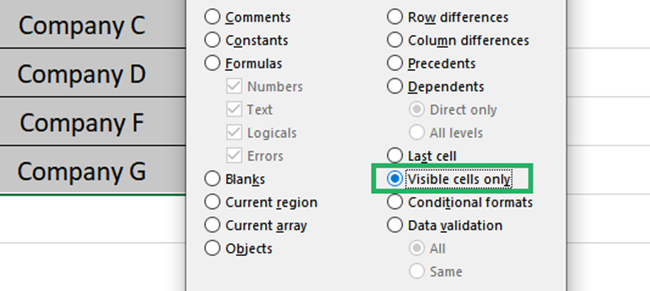 Selecting Visible Cells only 
