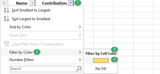 Filter by cell color to Sum cells based on cell color