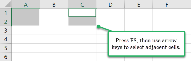 08 f8 key 08 select different cells